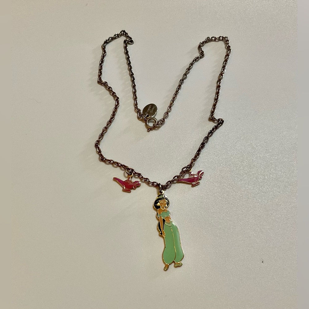Vintage Disney Aladdin - Jasmine & 2 Genie Lamps charms on custom 16inches chain